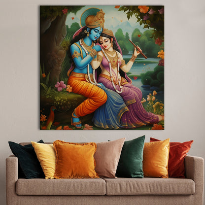 Krishna and Radha Wall Art Canvas Paintings For Bedroom Wall Decoration