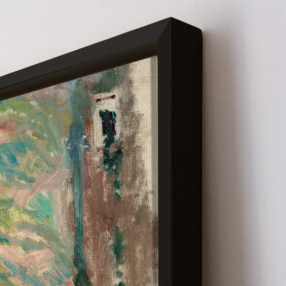 Large Wall Art Framed Canvas - Blue & Beige Bridge at Dolceacqua By Cloude Monet Canvas Painting Modern Art Impressionism on Framed Canvas Artwork Perfect for Office and Home Wall Decor.