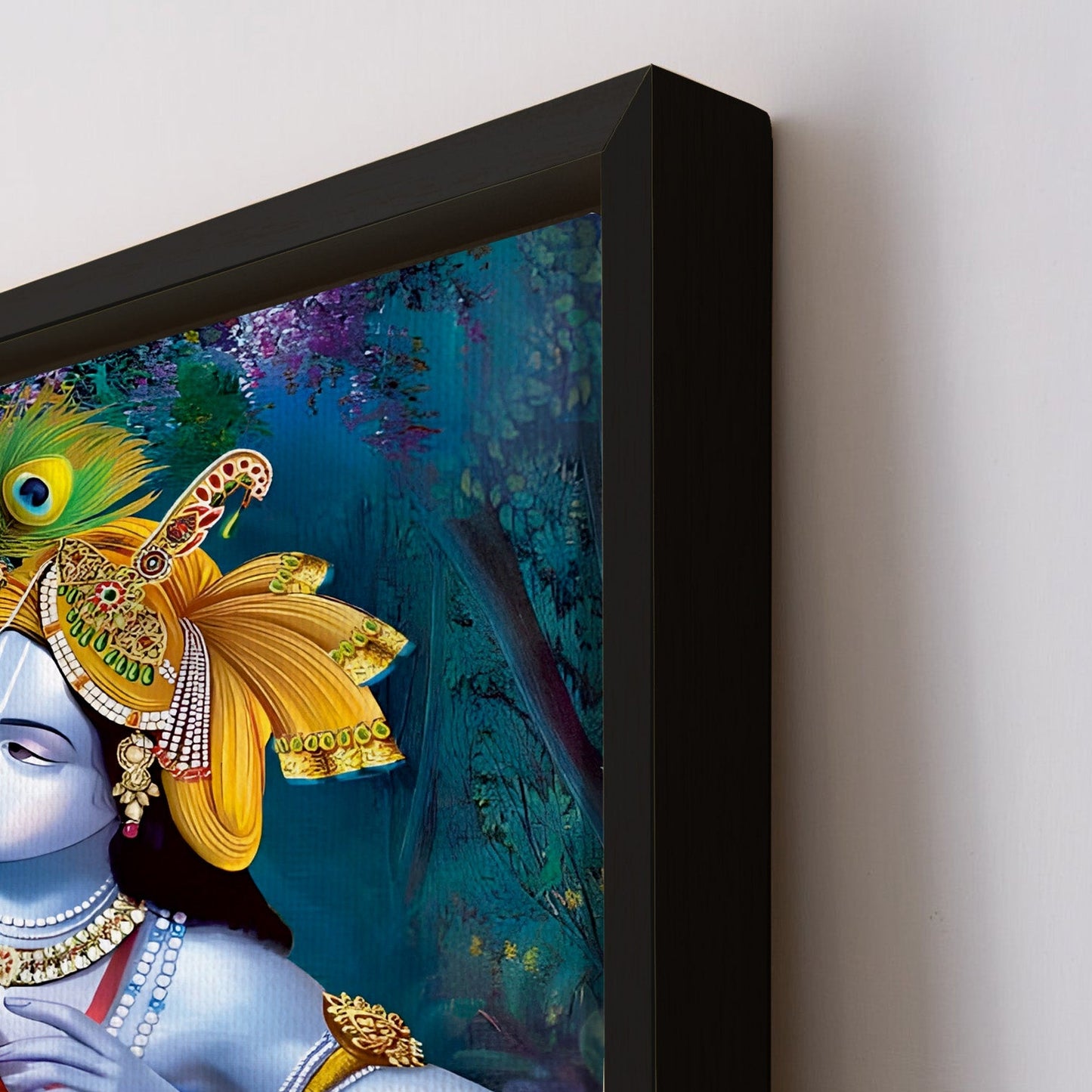 Folklore on Canvas: Discover the Charm of Radha Krishna Print Canvas Framed Painting