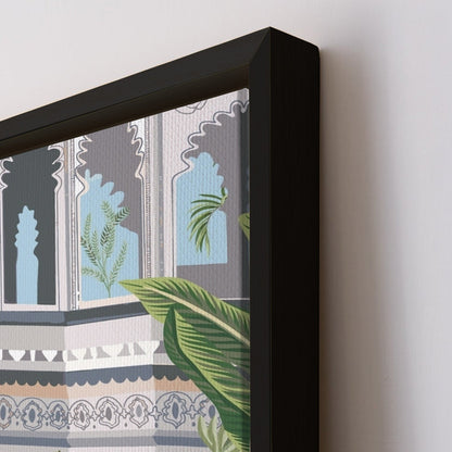 The Queen's Elephant Ride: A Glimpse into Mughal Royalty on Framed Canvas Artwork Perfect for Office and Home Wall Decor.