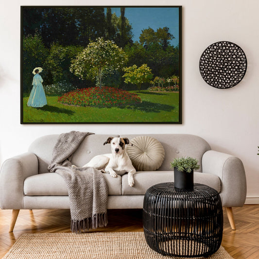 Lady in the Garden by Cloude Monet Canvas Prints Classic Reproduction Modern Wall Art Impressionism on Framed Canvas Artwork Perfect for Office and Home Wall Decor.