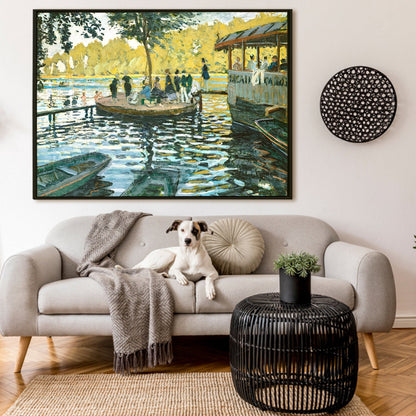 La Grenouillere floating restaurant and boat Modern Canvas Prints of Claude Monet Paintings Large Wall Art Reproduction Abstract Artwork For Living Room Office Home Decor.