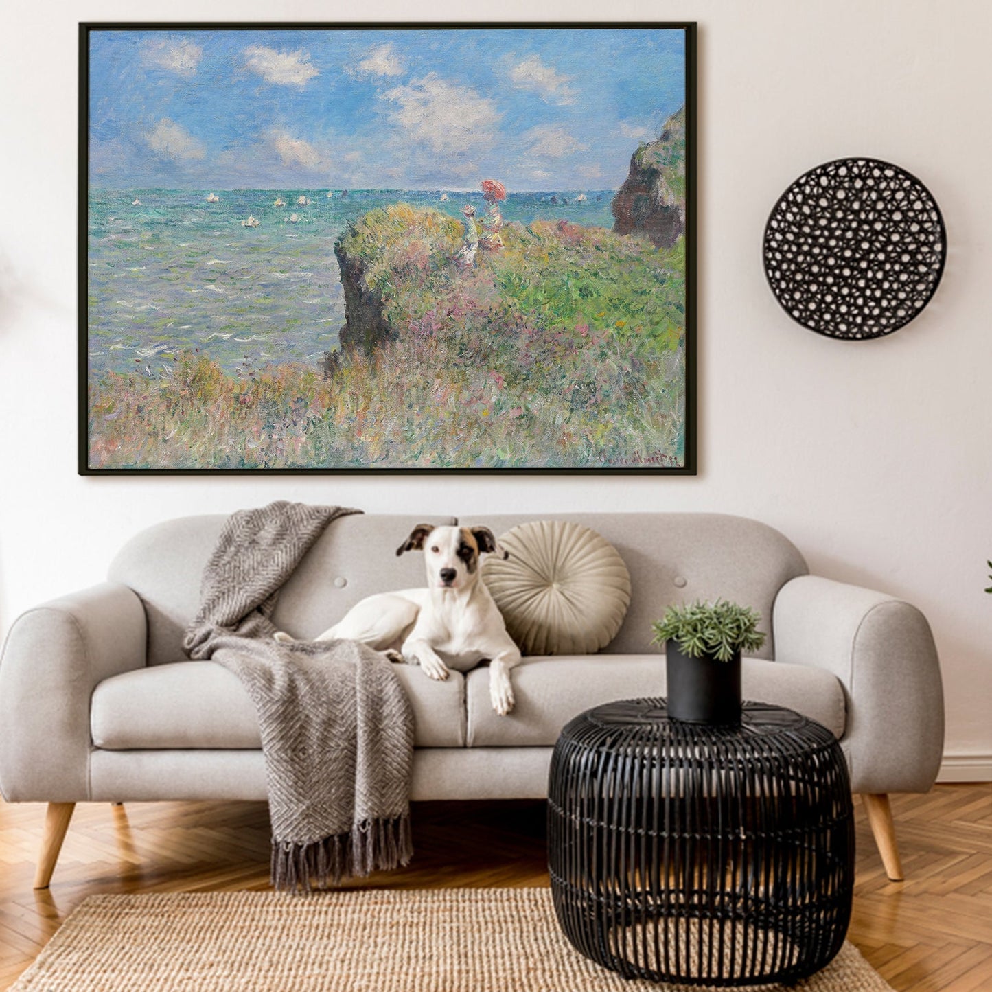 Abstract Canvas Print Wall Art Cliff Walk at Portville Claude Monet  Modern Classic and Unique Art Print Picture Artwork Framed For Living Room Office Home Decor.