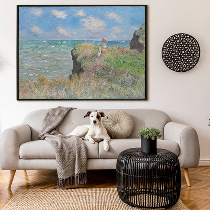 Abstract Canvas Print Wall Art Cliff Walk at Portville Claude Monet  Modern Classic and Unique Art Print Picture Artwork Framed For Living Room Office Home Decor.