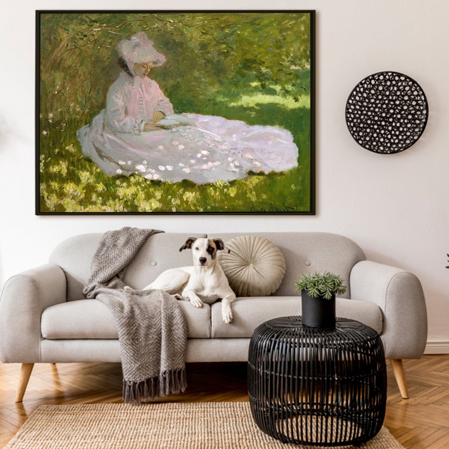 Springtime A Girl with A book by Claude Monet Most Famous Large Wall Art Paintings Reproductions - Impressionist Modern Canvas Art - Perfect for Office and Home Wall Decor.