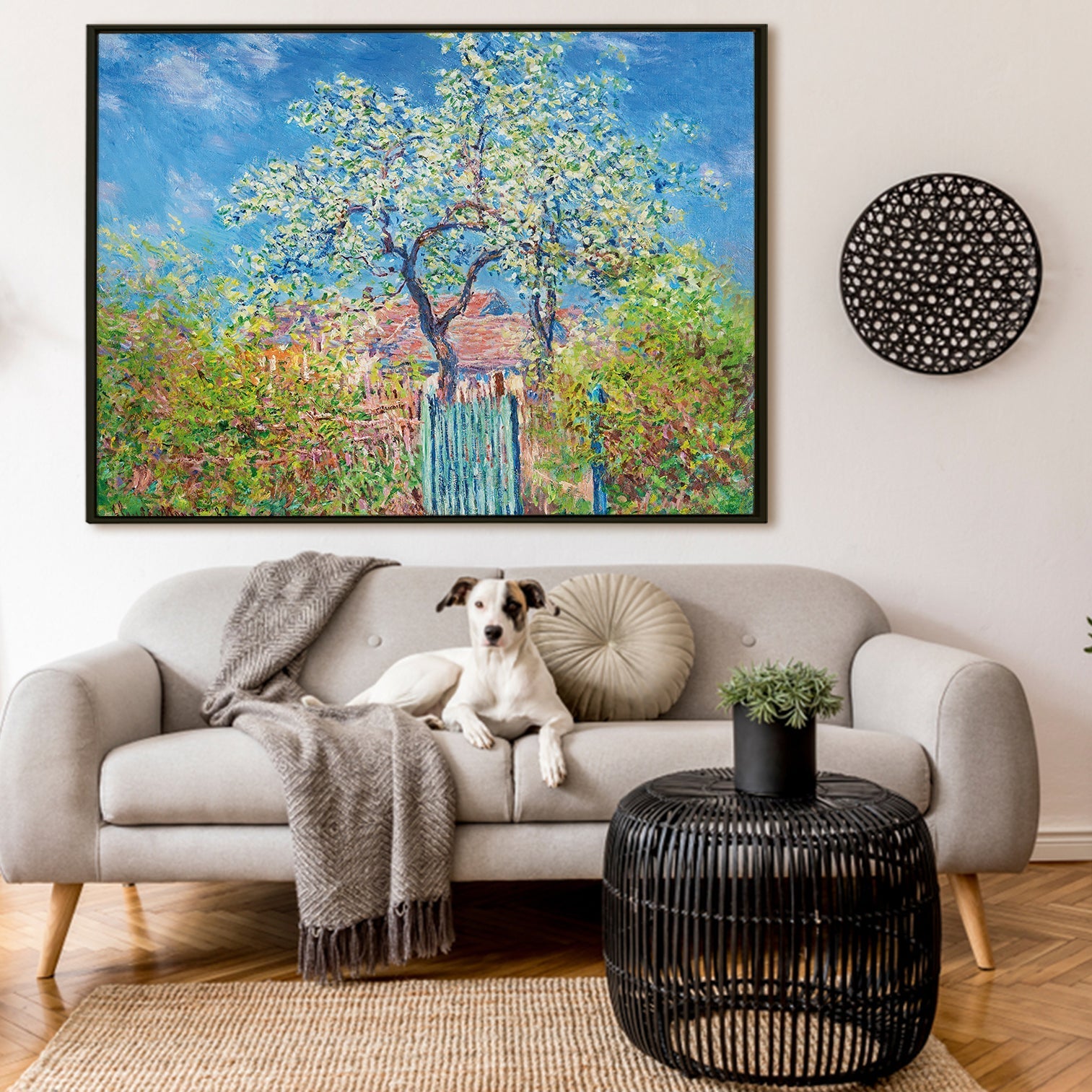 Claude Monet Blossoming pear tree Canvas Print Classic Reproduction Wall Art Modern Art Impressionism Painting on Framed Canvas Artwork for Home Office Restaurant Decorations.