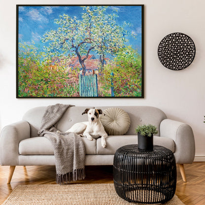 Claude Monet Blossoming pear tree Canvas Print Classic Reproduction Wall Art Modern Art Impressionism Painting on Framed Canvas Artwork for Home Office Restaurant Decorations.