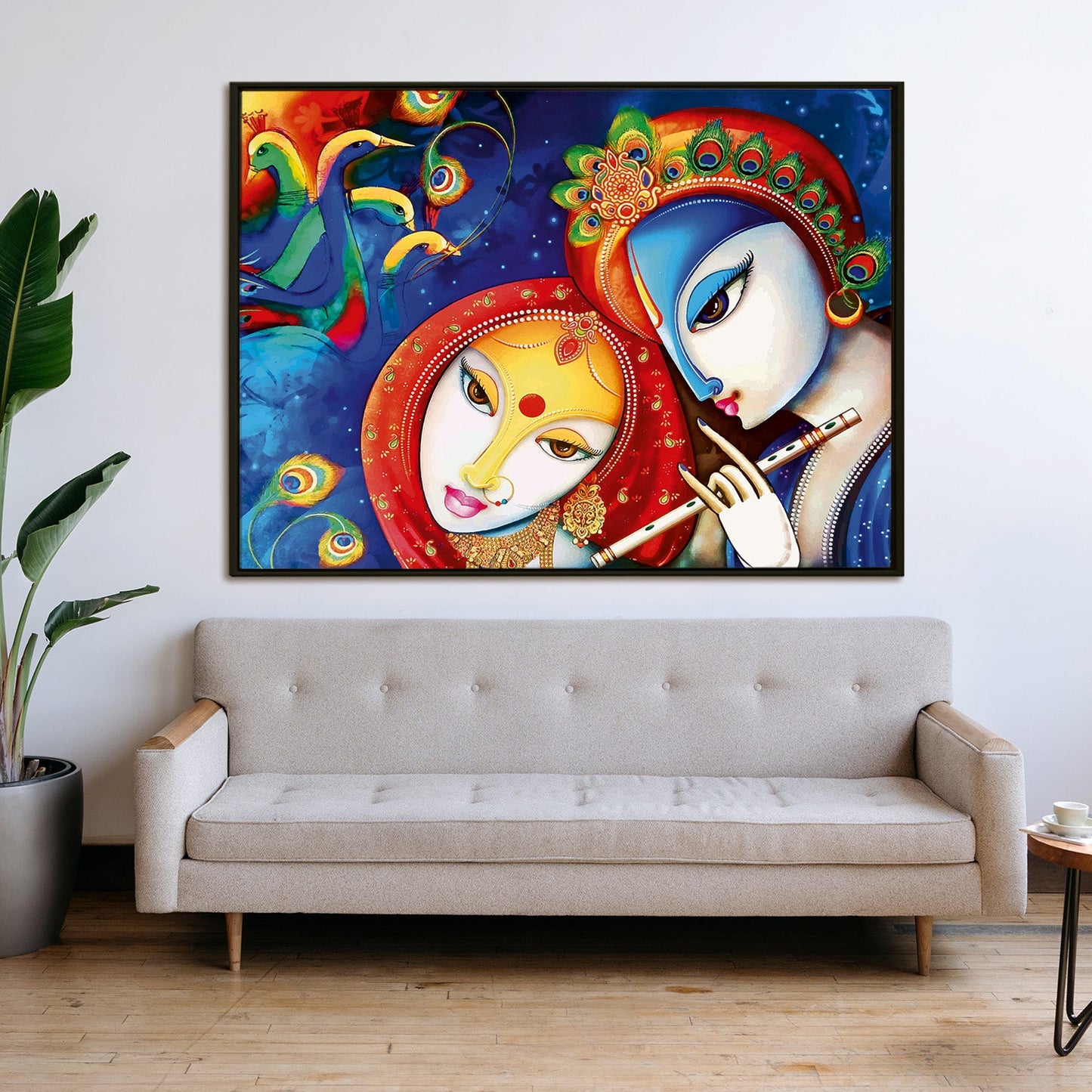 Celebrating the Divine Romance: Radha Krishna Visual Artwork Canvas Print Painting