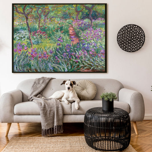 Modern Framed Canvas Prints of Claude Monet Paintings Reproduction Abstract Floral Artwork Garden Pictures View on Canvas Wall Art For Living Room Office Home Decor.