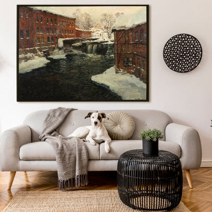 Claude Monet First Thurlow Mill Scene Canvas Print Classic Reproduction Wall Art Modern Art Impressionism Painting on Framed Canvas Artwork for Home Office Restaurant Decor.