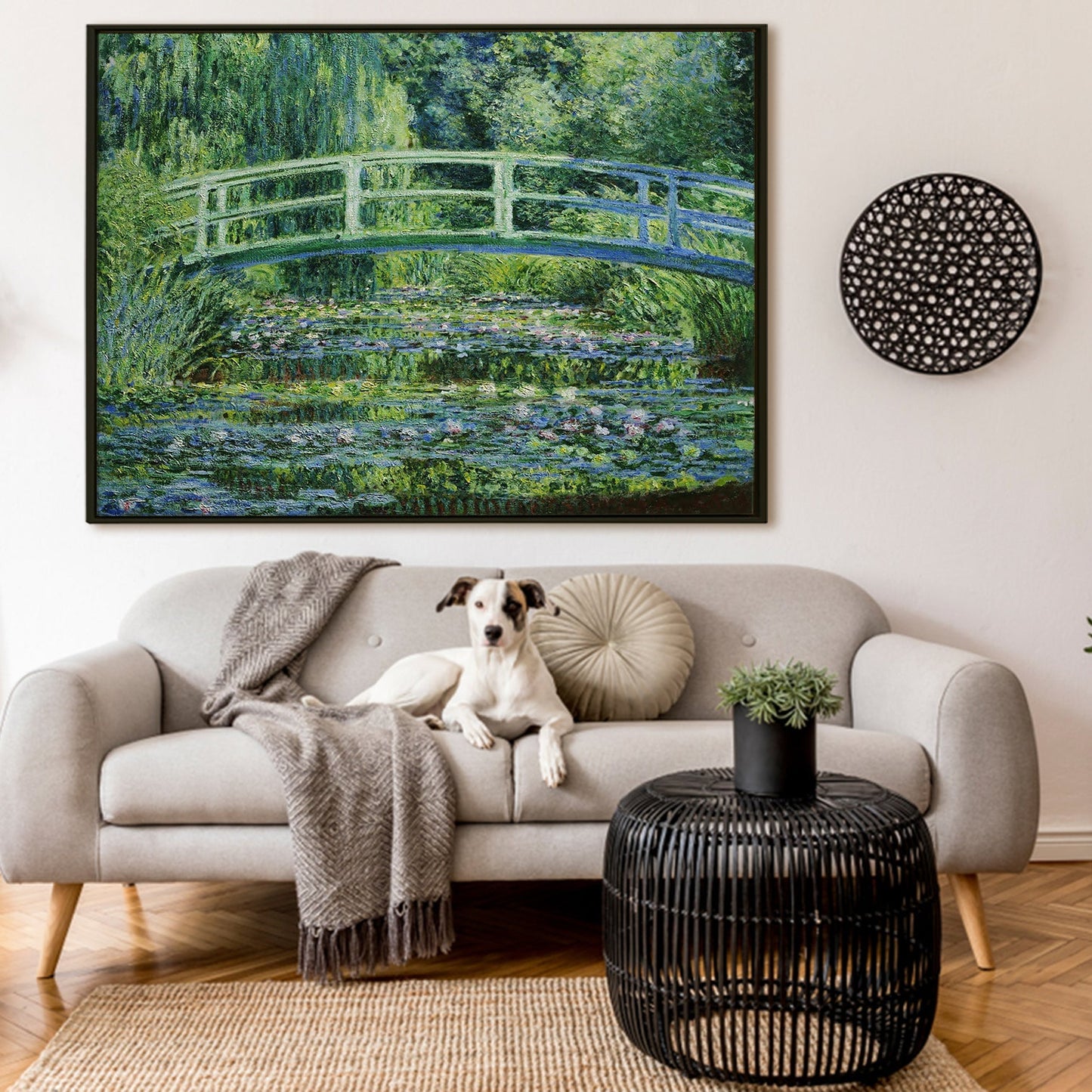 Japanese Bridge and Water Lilies Claude Monet Art Reproduction Wall Art Modern Art Impressionism Painting on Framed Canvas Artwork for Home Office Restaurant Decor.
