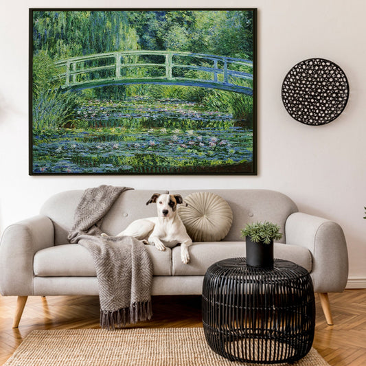 Japanese Bridge and Water Lilies Claude Monet Art Reproduction Wall Art Modern Art Impressionism Painting on Framed Canvas Artwork for Home Office Restaurant Decor.