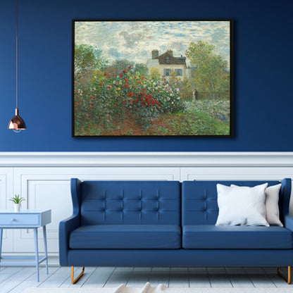 Garden In Argenteuil By Cloude Monet Canvas Prints Classic Reproduction Modern Wall Art Impressionism on Framed Canvas Artwork Perfect for Office and Home Wall Decor.