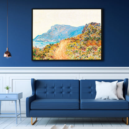 Claude Monet Famous Artist Corniche near Monaco Canvas Prints Abstract Wall Art Modern Art Impressionism Painting on Framed Canvas Artwork For Living Room Office Home Decor.