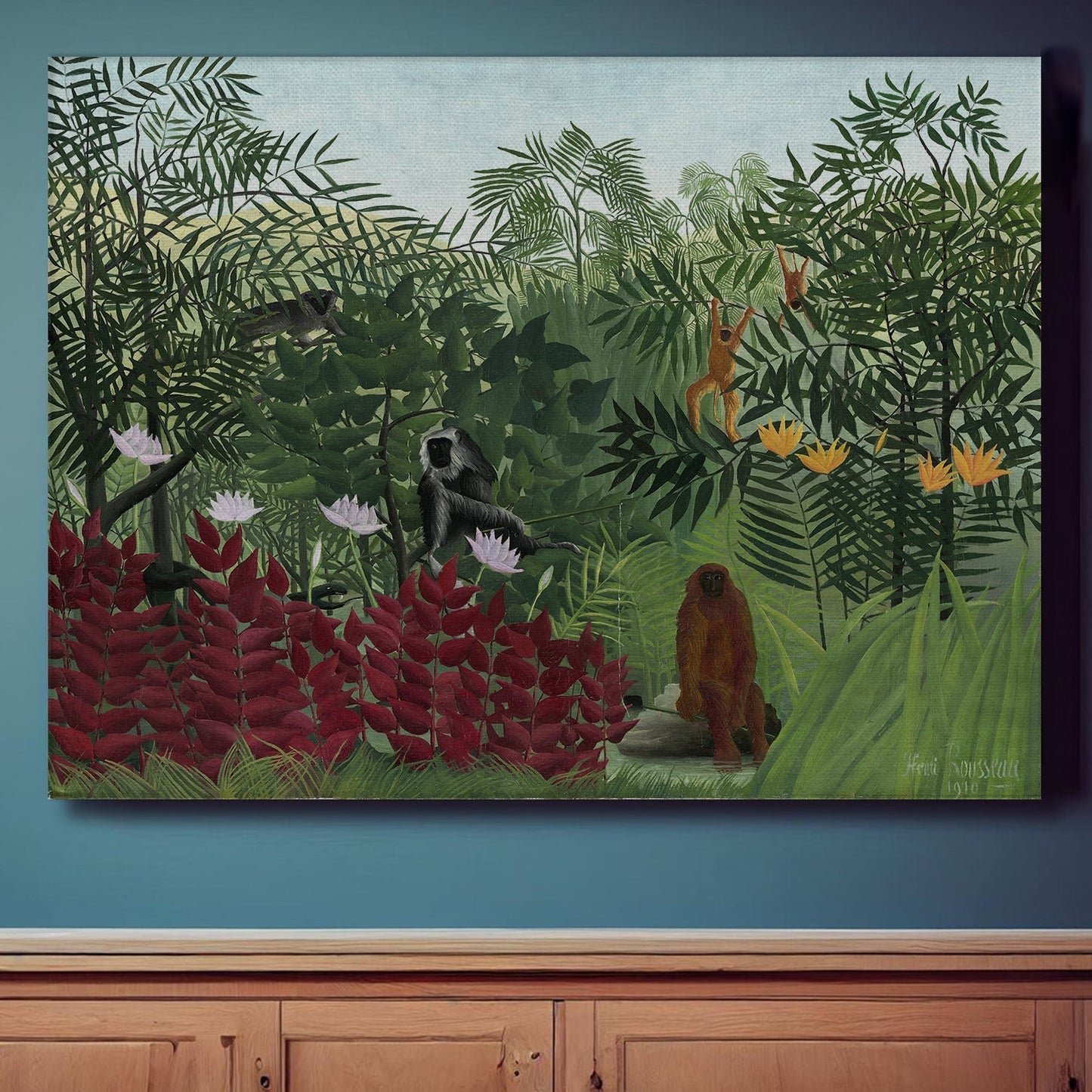 Tropical Forest With Monkeys By Henri Rousseau Canvas Art Print Masterpiece for Home Decor Wall Art