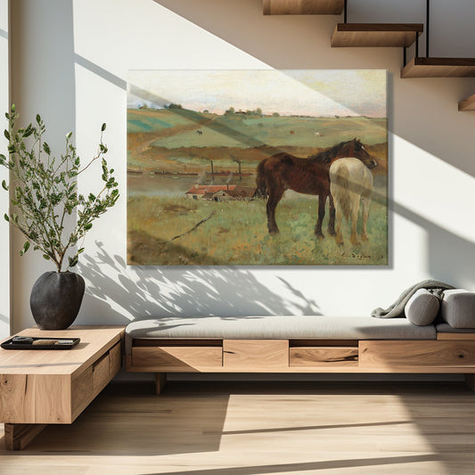 Horses in a Meadow By Edgar Degas Art Print Canvas Painting For Home Decor