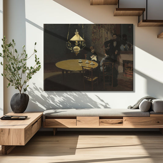 Large Wall Art Framed Canvas - After Dinner Painting By Cloude Monet Canvas Modern Art Impressionism on Framed Canvas Artwork Perfect for Office and Home Wall Decor.