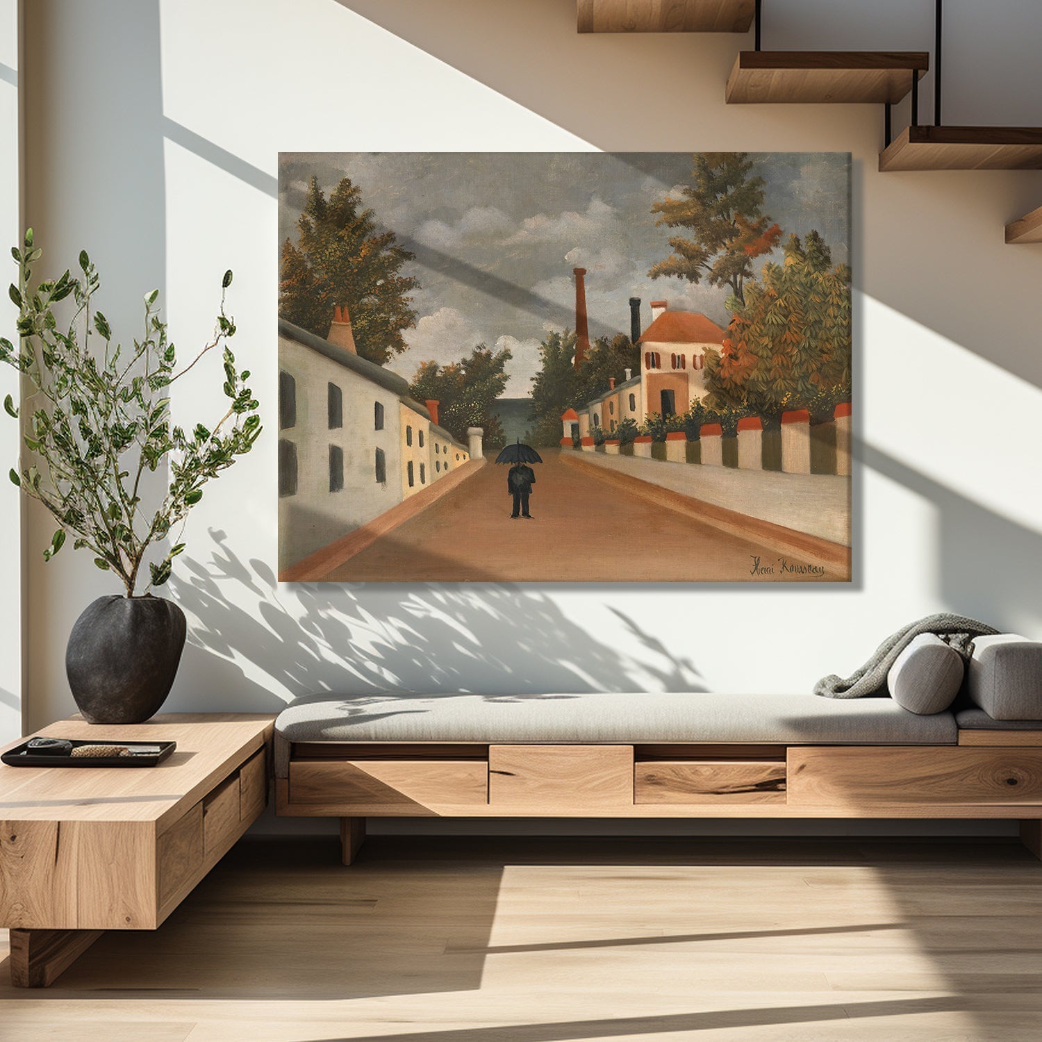 View of the outskirts of Paris By Henri Rousseau Wall Art Print Canvas Artwork