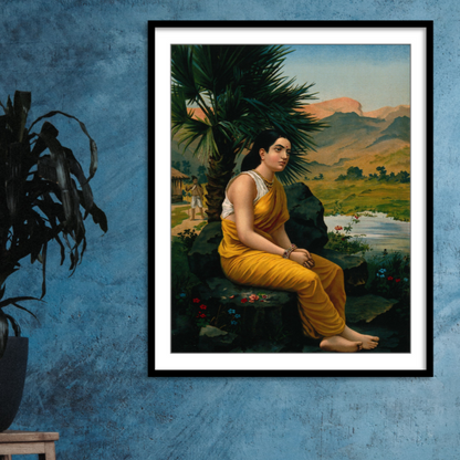Sita in exile by Raja Ravi Varma Wall Art Painting for Home Decor