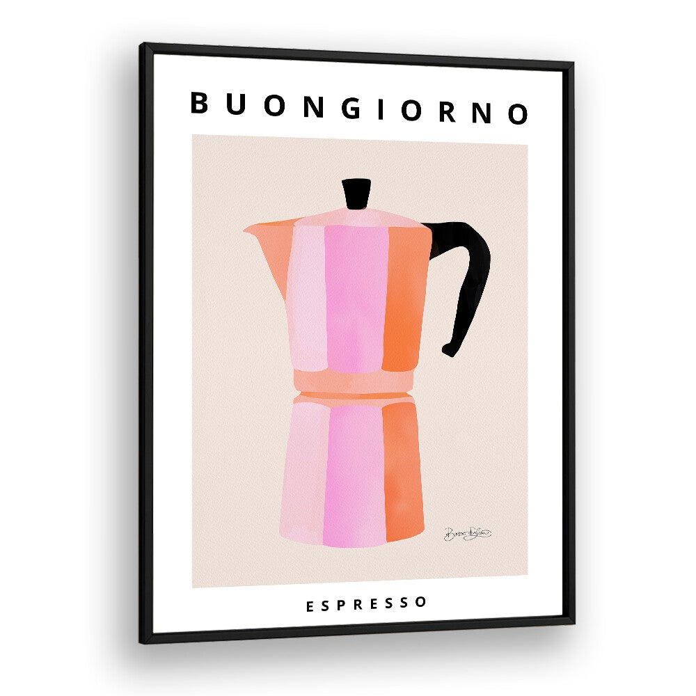 Artistic BUONGIORNO ESPRESSO, KITCHEN POSTERS enhance your kitchen with café charm and vibrant design.