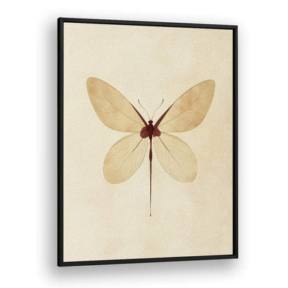 BEIGE BUTTERFLY WALL ART , FLORAL FLOWER PAINTINGS