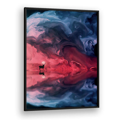 DEER MOON ABSTRACT , SURREAL ART PRINTS