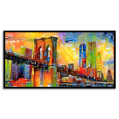 Brooklyn Bridge at Dusk Cityscape Painting