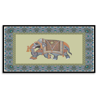 Traditional Indian Elephant elephant painting with Orated Border