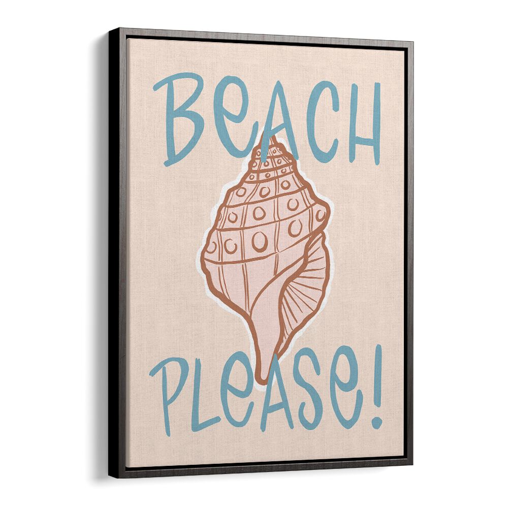 Charming BEACH PLEASE, BEACH PAINTINGS showcase a seashell in a stylish frame, perfect for coastal decor.