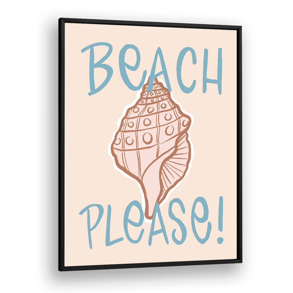 Bright and inviting BEACH PLEASE, BEACH PAINTINGS with a seashell design, perfect for coastal wall art decor.