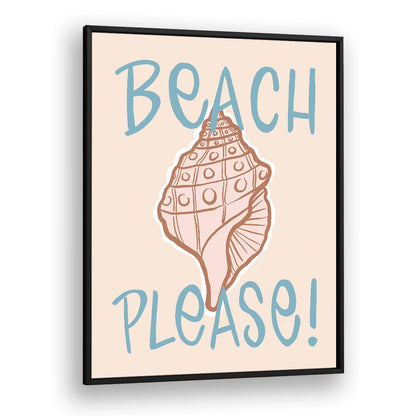 Bright and inviting BEACH PLEASE, BEACH PAINTINGS with a seashell design, perfect for coastal wall art decor.