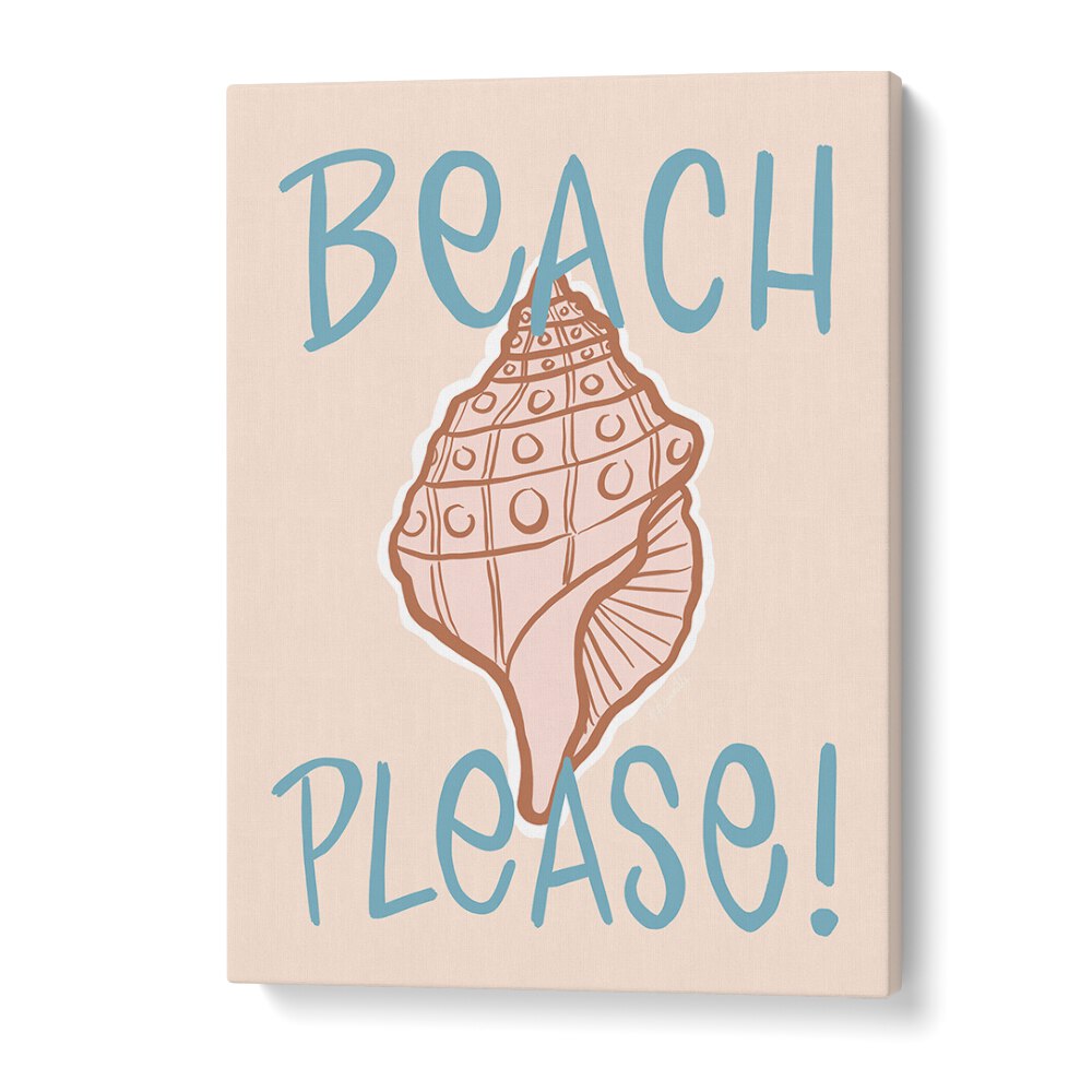 Colorful BEACH PLEASE, BEACH PAINTINGS featuring a seashell design, perfect for coastal wall art decor.