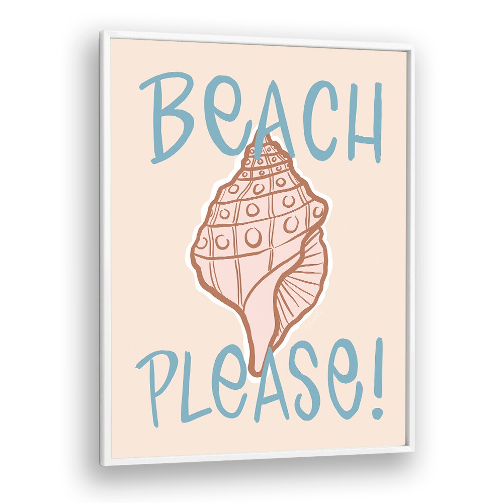 Bright and cheerful BEACH PLEASE, BEACH PAINTINGS featuring a shell design, perfect for coastal wall art decor.