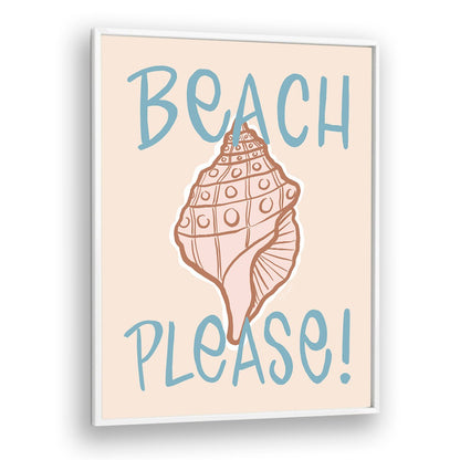 Bright and cheerful BEACH PLEASE, BEACH PAINTINGS featuring a shell design, perfect for coastal wall art decor.