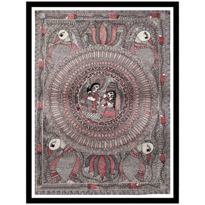 Beautiful Rajasthani Woman Madhubani Painting, Framed Art