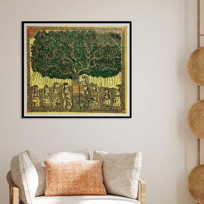 Beautiful Tree of Life  Madhubani Painting, Framed Art