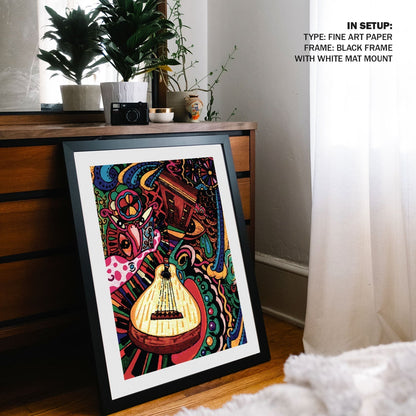 Guitar Pablo Picasso Inspired Painting, Pablo Picasso Painting