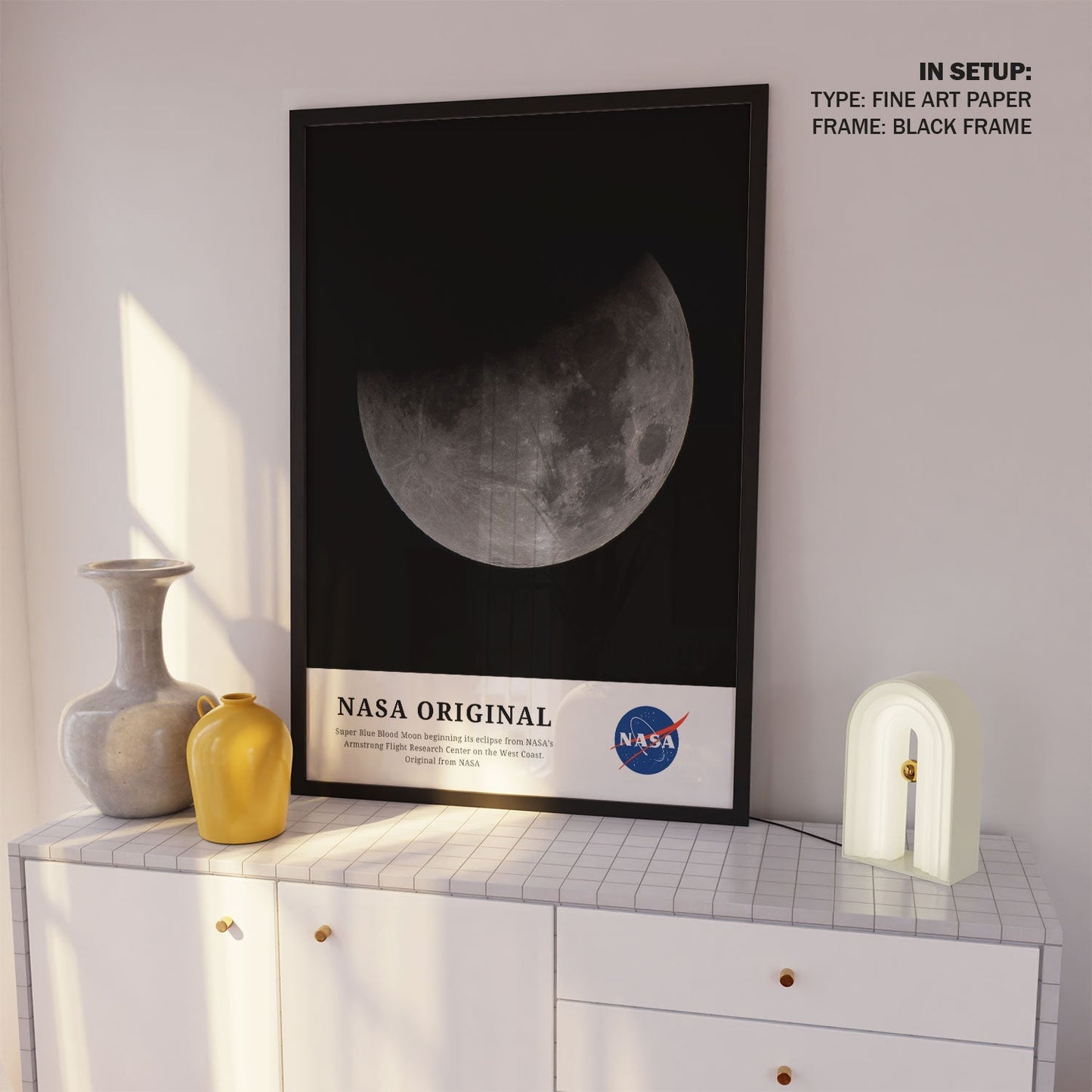 Super Blue Blood Moon beginning its eclipse, NASA Art Posters
