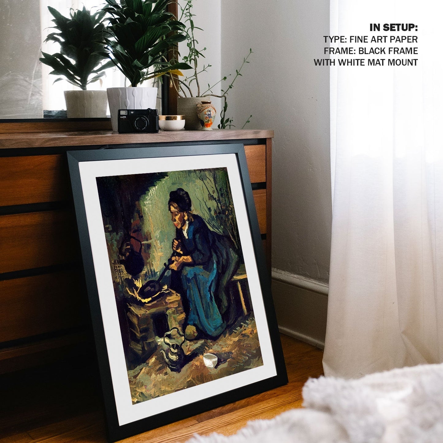 Peasant Woman Cooking by a Fireplace, Vincent Van Gogh Painting