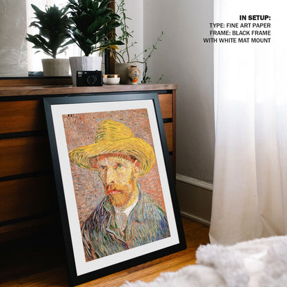 Self Portrait with a Straw Hat 2, Vincent Van Gogh Painting