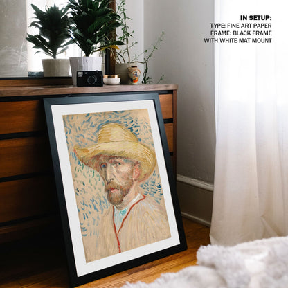 Self Portrait with a Straw Hat, Vincent Van Gogh Painting