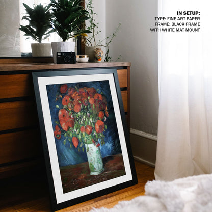Vase with Poppies, Vincent Van Gogh Painting