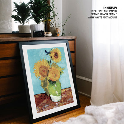Vase with Three Sunflowers, Vincent Van Gogh Painting