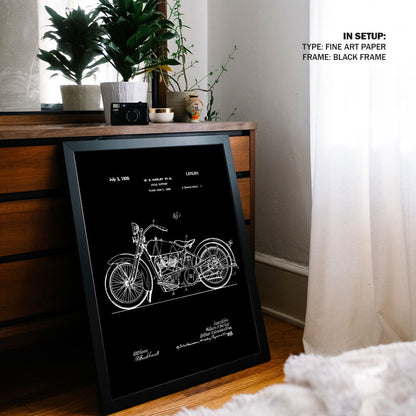 Motorcycle, Blueprint Patent Art