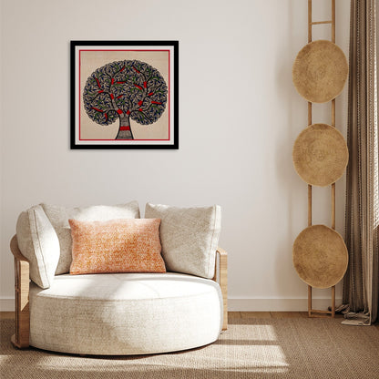 Branch of Tree Madhubani Painting, Framed Art