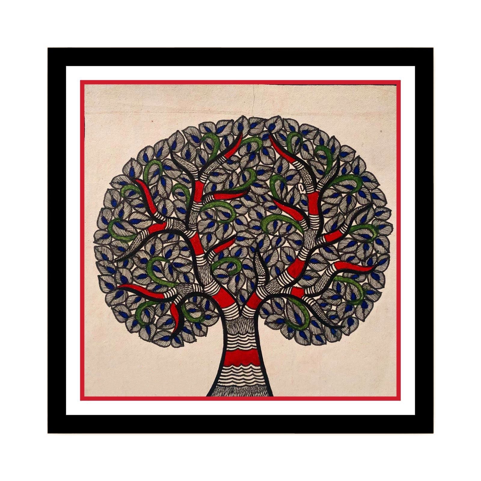 Branch of Tree Madhubani Painting, Framed Art