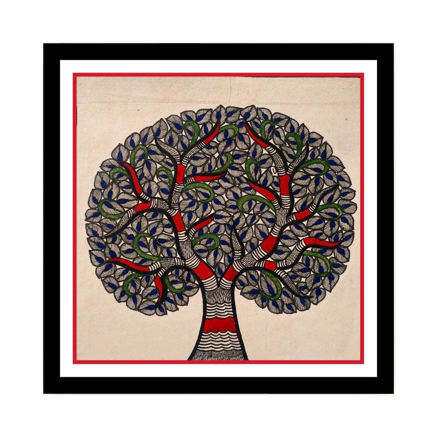 Branch of Tree Madhubani Painting, Framed Art