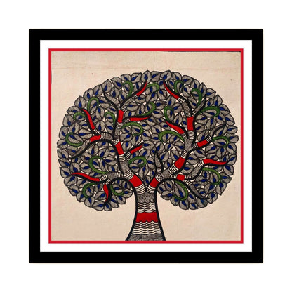 Branch of Tree Madhubani Painting, Framed Art