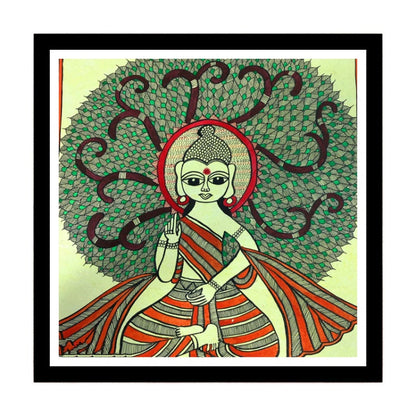Buddha Madhubani Painting, Framed Art