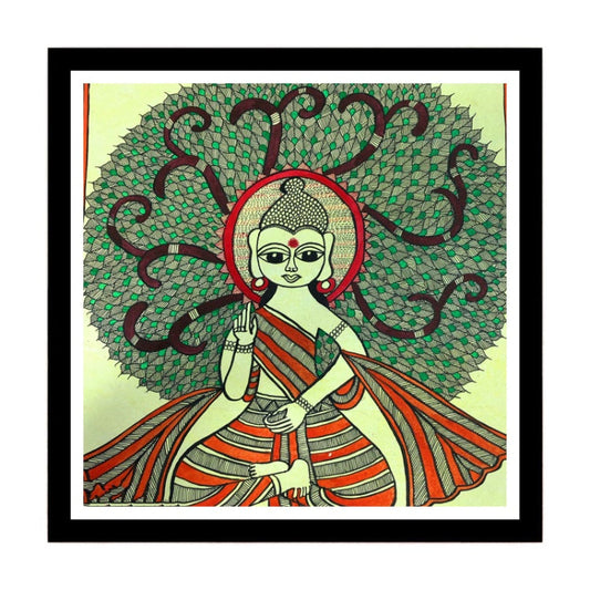 Buddha Madhubani Painting, Framed Art